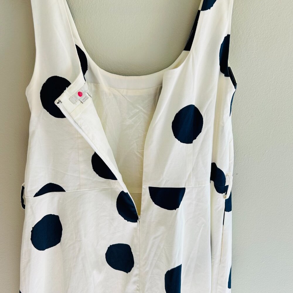 Boden Winifred Dress Womens Size 12 Cream Navy Blue Dot Midi Fit Flare Cotton - Picture 12 of 14